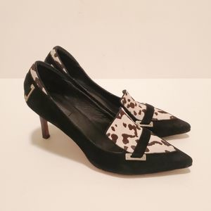 Rachel Zoe Animal Print Heels Size 9 Black Cream Brown